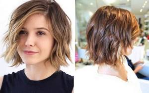 Balayage for short hair. Photo, technique of coloring light, dark curls 