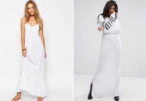 белое трикотажное платье в пол