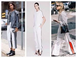 white trousers with stripes