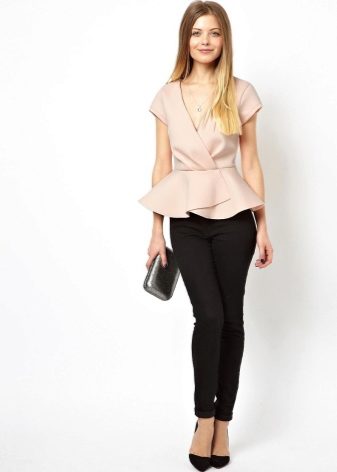 Short sleeve blouse with peplum