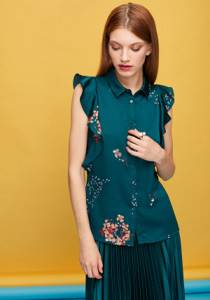 Блузка с коротким рукавом и цветочным принтом