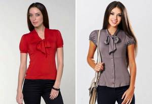 short sleeve blouse with bow