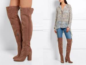 Light brown suede over the knee boots