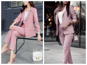 powder-colored trouser suit, women&#39;s wardrobe spring summer 2020