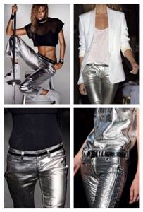 брюки на подиумах серебро