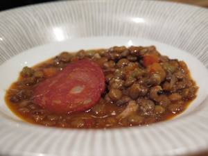 Lentils with smoked pork ribs