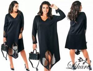 Black tunic for plus size women with asymmetrical hem