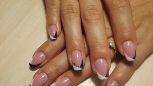Black and white French nails