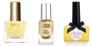 Nail polish colors 2021: fashionable new items - banana, champagne and classic yellow