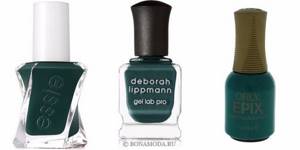 Nail polish colors 2021: fashionable new items - matte dark green