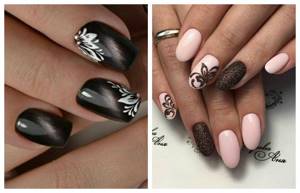 Flower designs on nails with gel paint or gel polish