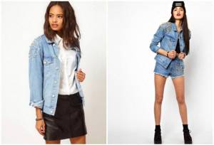 A daring look with a studded denim jacket