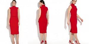 Девушка в красном платье длины миди от Donna Saggia DSP-268-29t