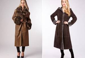 long brown sheepskin coat