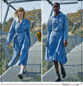 Denim trench coat, shirt and skirt Marques&#39; Almeida fall-winter 2021-2022