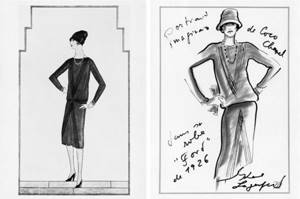 Sketches of black dresses from Coco Chanel