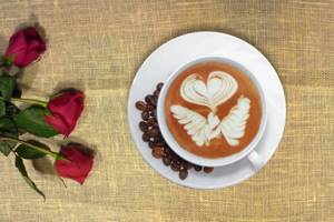 flat white and roses