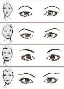 Eyebrow shape according to face type. Photos are straight, round, ascending, descending, thin, houselike. Expert advice and makeup lessons 