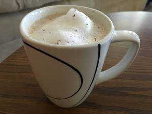 photo of cappuccino without coffee machine from microwave oven