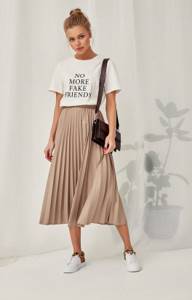 T-shirt and pleated skirt