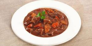 Beef goulash on a plate