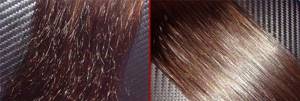 what does hair look like before and after polishing?