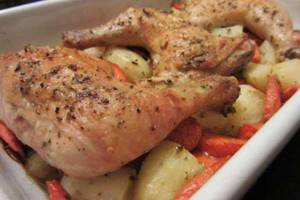 Potatoes with chicken in the microwave recipe
