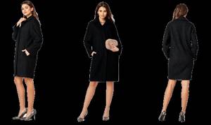 классическое пальто черного цвета для женщины