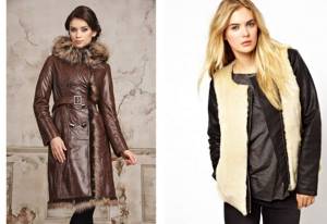 комбинированые кожаные пальто