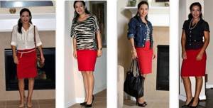 sets with red pencil skirt