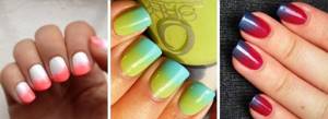 Contrasting colors in ombre manicure