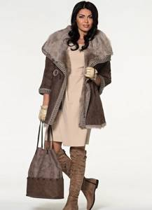 Short stylish sheepskin coat