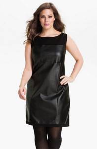 Кожаное платье для полных черное в коллекции DKNY фото