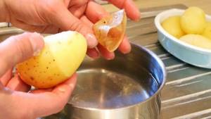 The skin of new potatoes will come off if you put the tuber in hot water.