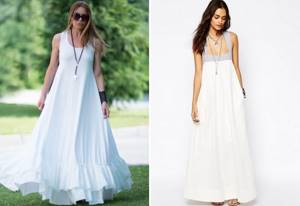 красивое белое платье в пол