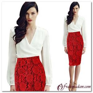 red skirt with lace