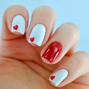 Red and white manicure