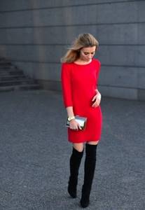 Red dress and boots