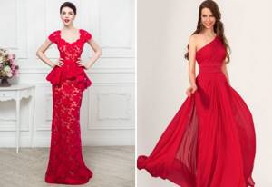 red evening dress to the floor