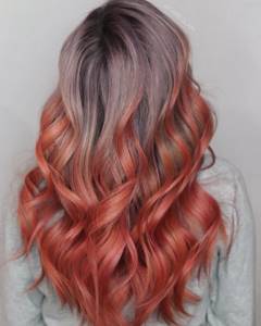 Red ombre with dusty purple roots