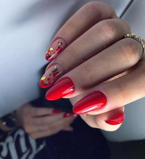 Red with gold foil