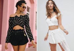crop top and high-waisted shorts