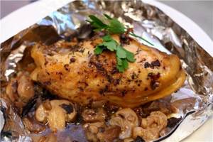 Chicken breast in foil in a slow cooker