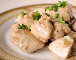 Chicken breast in sour cream sauce in a slow cooker