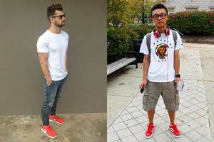 Summer looks with red sneakers for men
