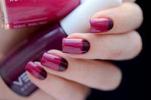 Moon manicure on nails with gel polish