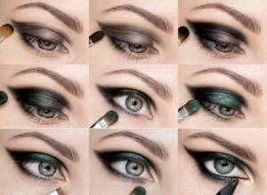 Makeup for green eyes and dark hair, blond, red, for every day, for a wedding. Step-by-step instruction 