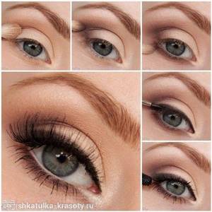 Makeup with brown eye shadow for blue eyes