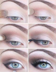 Makeup with brown eye shadow for blue eyes