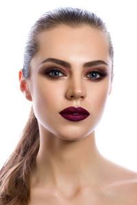 makeup with wine lipstick